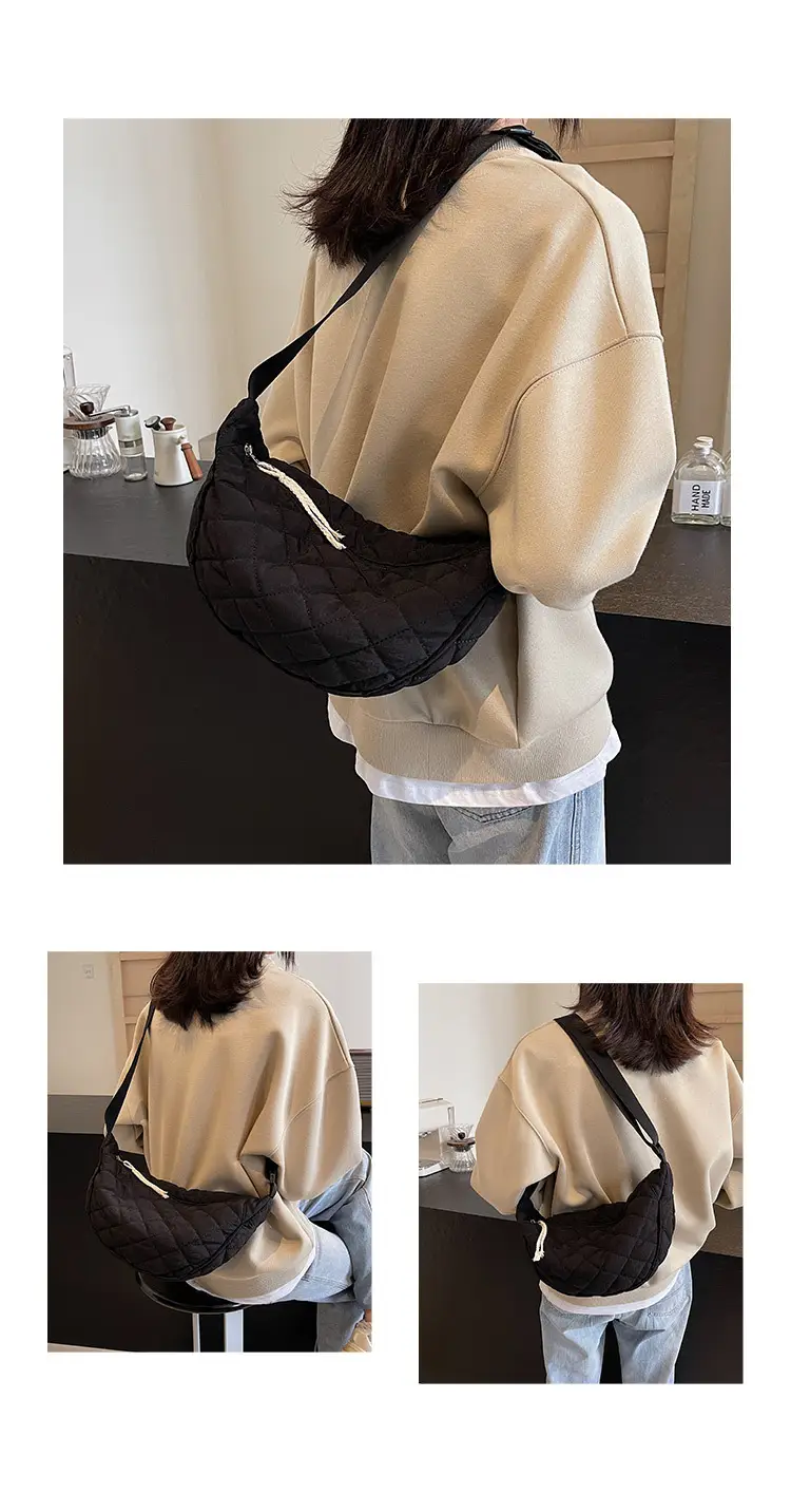 Women Rhombic Canvas Shoulder Bag Lightweight All-match — feature 8
