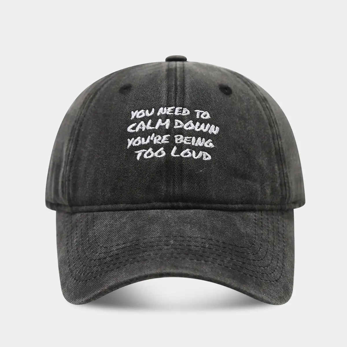 Spring Sunscreen Cap with "Calm Down" Text