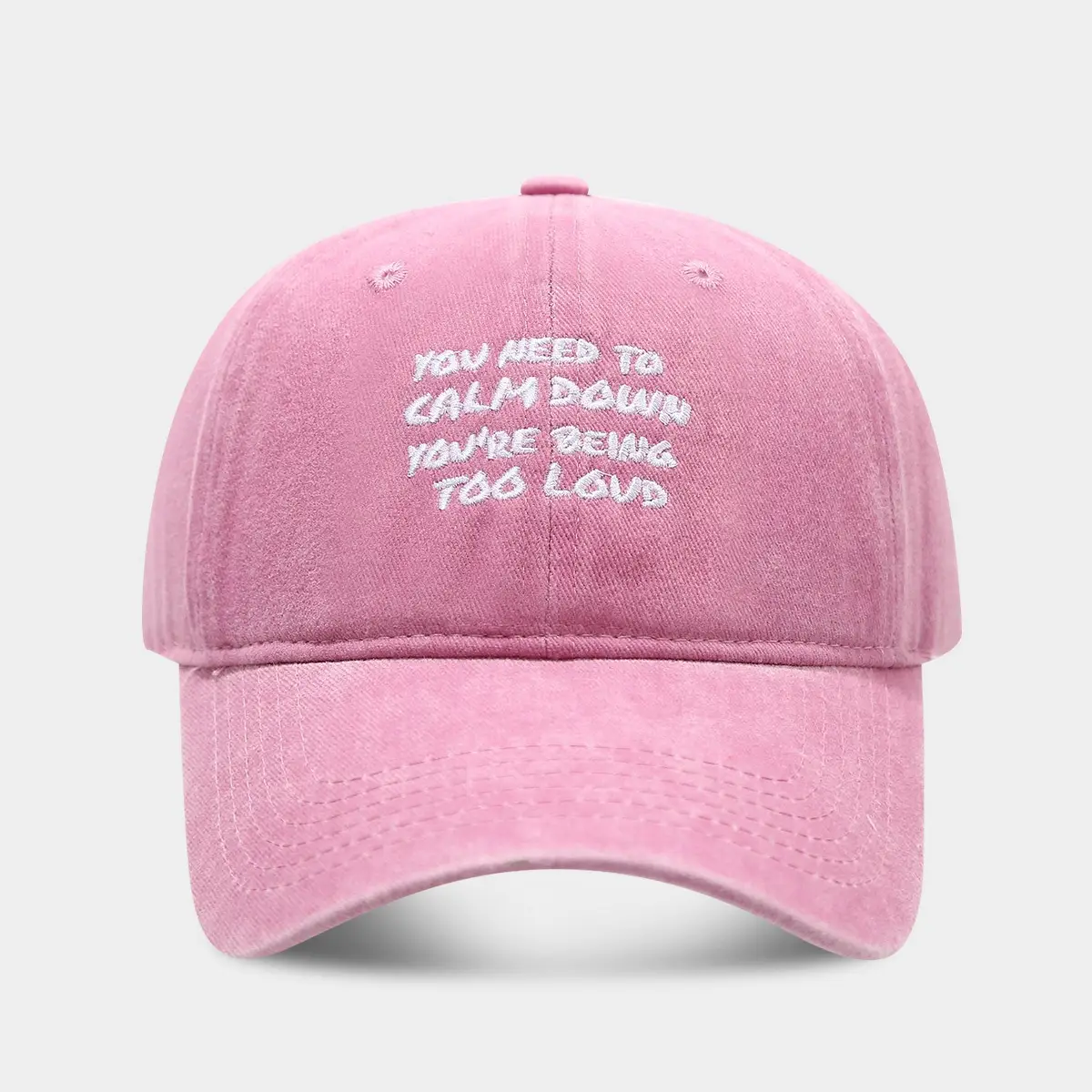 Spring Sunscreen Cap with "Calm Down" Text - Image 2