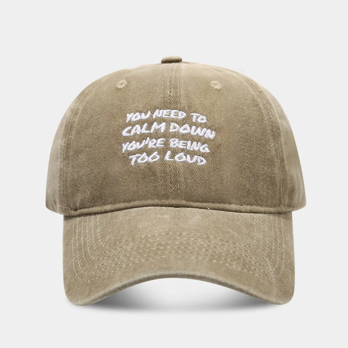 Spring Sunscreen Cap with "Calm Down" Text - Image 4