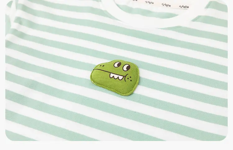 Kids Long Sleeve T-Shirt Green Striped Spring Clothing — feature 15