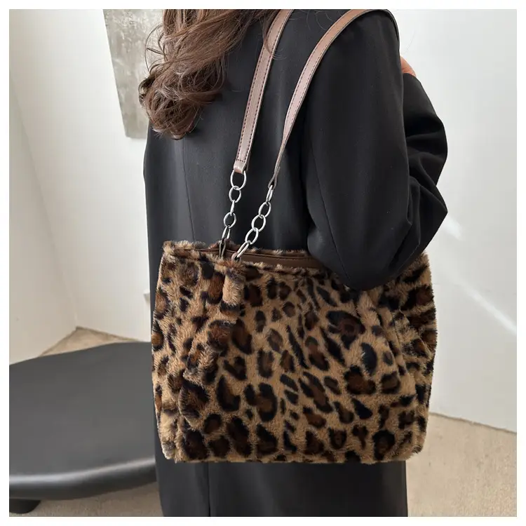 Leopard Print Plush Tote Bag for Women — feature 10