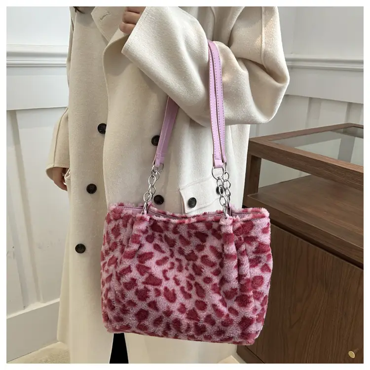Leopard Print Plush Tote Bag for Women — feature 14