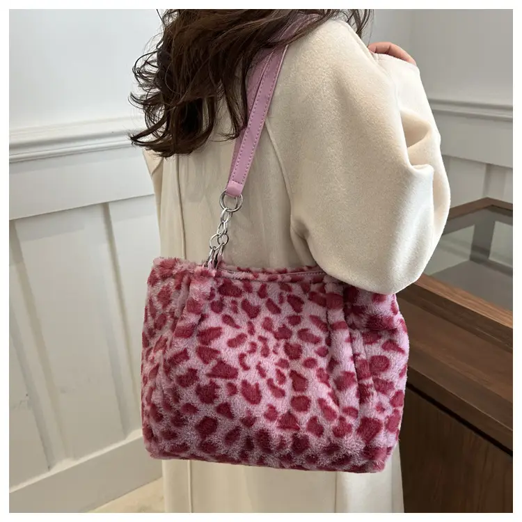 Leopard Print Plush Tote Bag for Women — feature 15