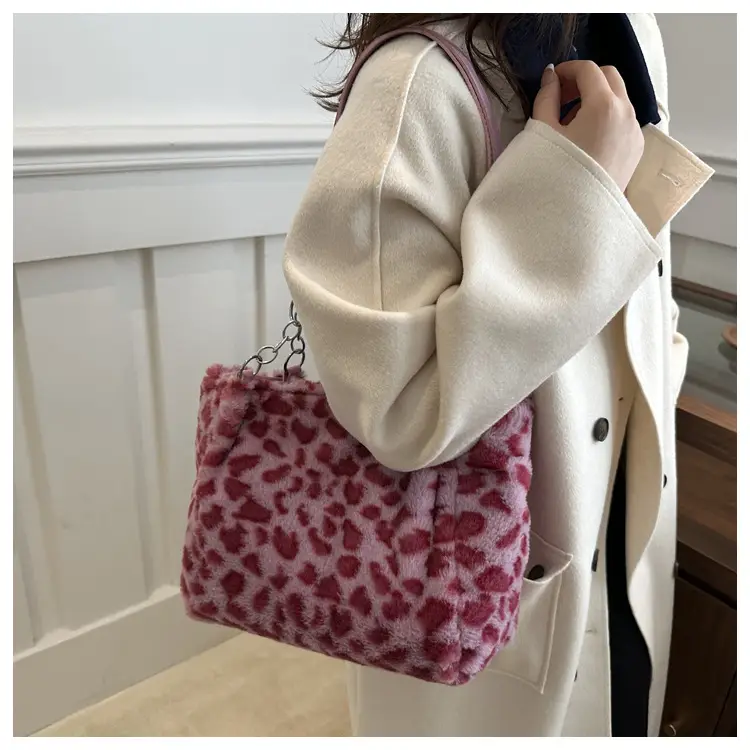 Leopard Print Plush Tote Bag for Women — feature 16