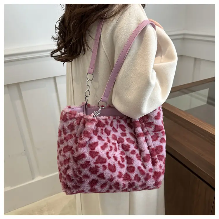 Leopard Print Plush Tote Bag for Women — feature 17
