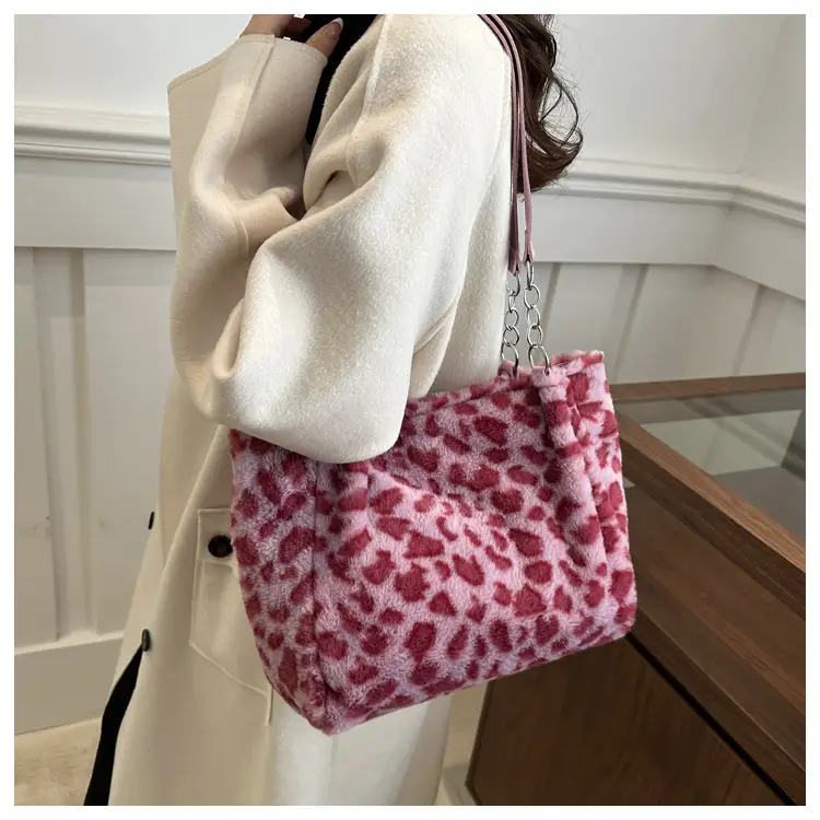 Leopard Print Plush Tote Bag for Women — feature 18