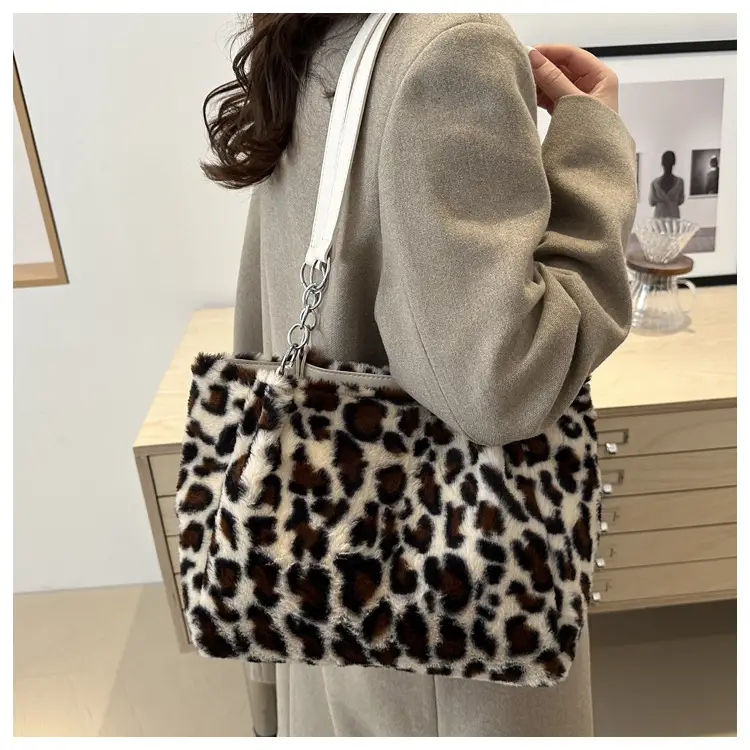 Leopard Print Plush Tote Bag for Women — feature 25
