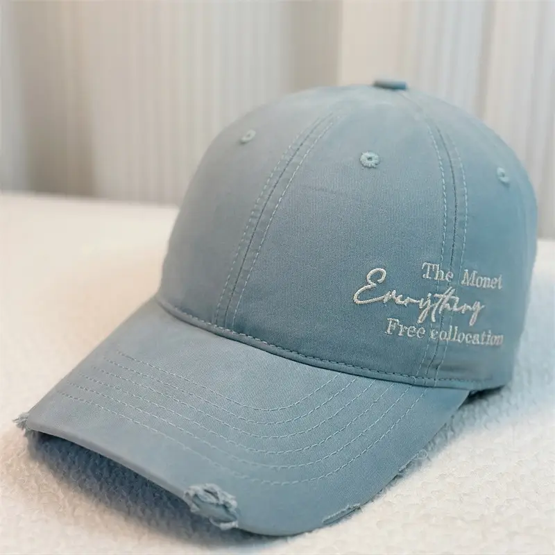Beige Embroidered Baseball Cap for Men Women
