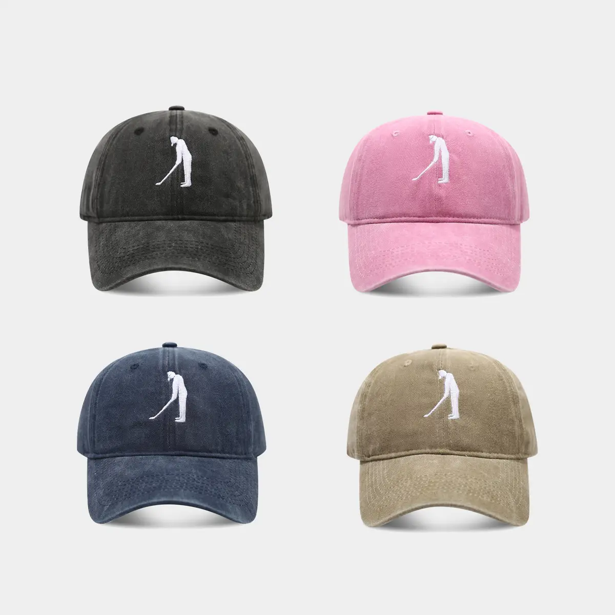 Men's Golf Cap Black Pink Blue Brown Small - Image 6
