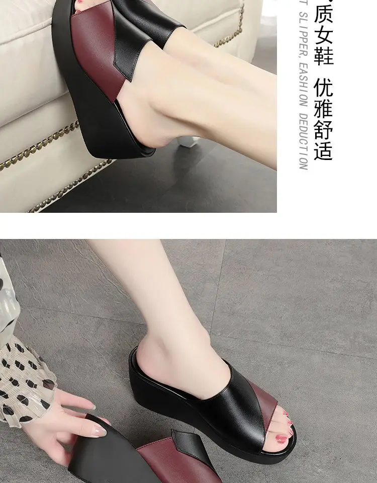 Women's Black White Fish Toe Wedge Sandals Summer — feature 10