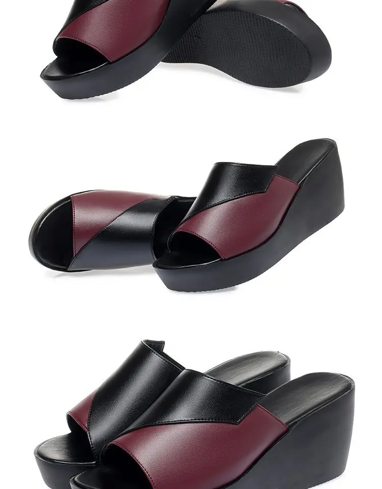 Women's Black White Fish Toe Wedge Sandals Summer — feature 12