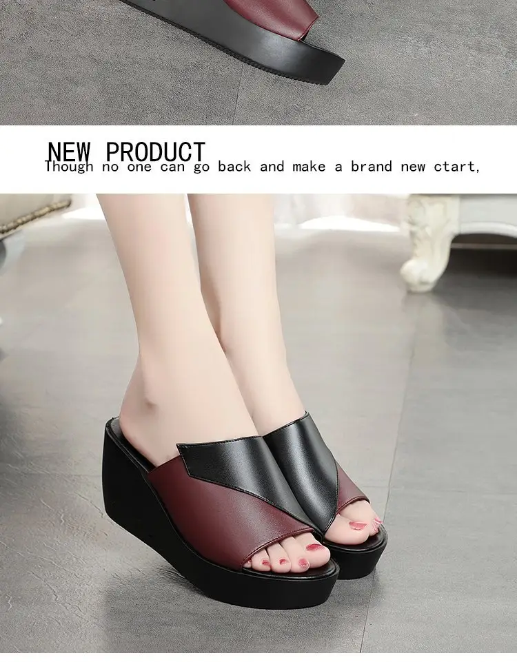 Women's Black White Fish Toe Wedge Sandals Summer — feature 13
