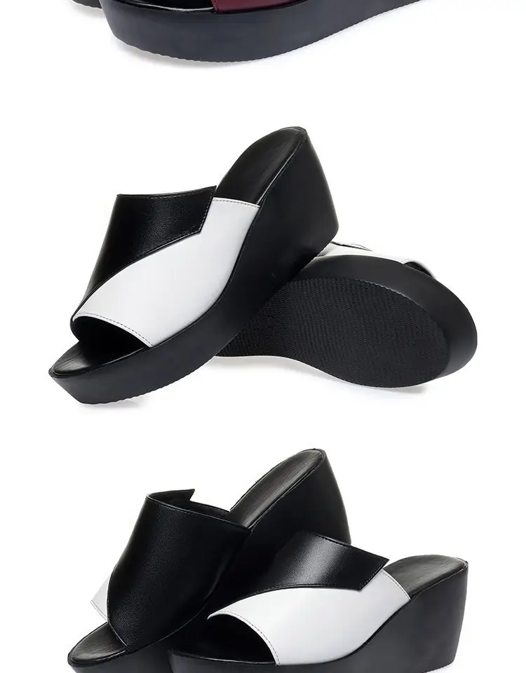 Women's Black White Fish Toe Wedge Sandals Summer — feature 14