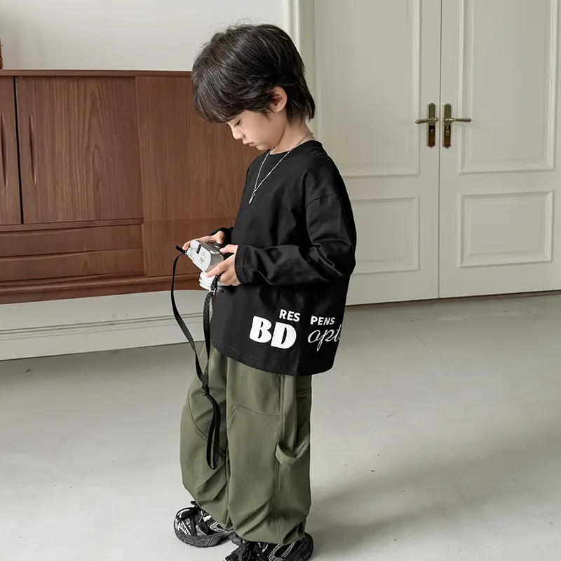 Boys Cotton Long Sleeve T-Shirt Green Solid Base - Image 6