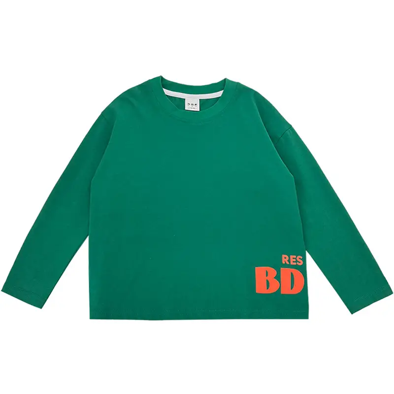 Boys Cotton Long Sleeve T-Shirt Green Solid Base - Image 8