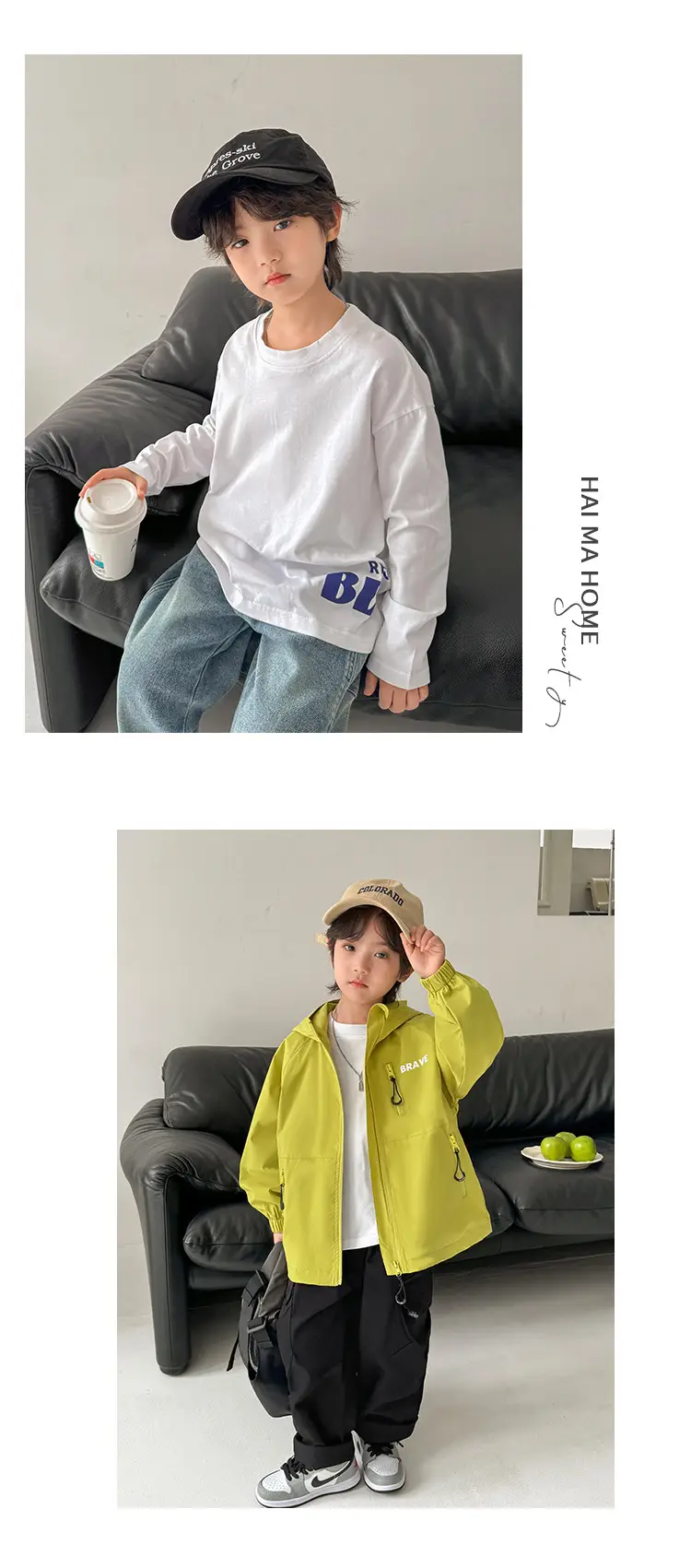 Boys Cotton Long Sleeve T-Shirt Green Solid Base — feature 14