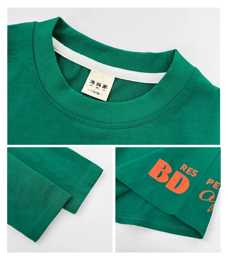 Boys Cotton Long Sleeve T-Shirt Green Solid Base — feature 5