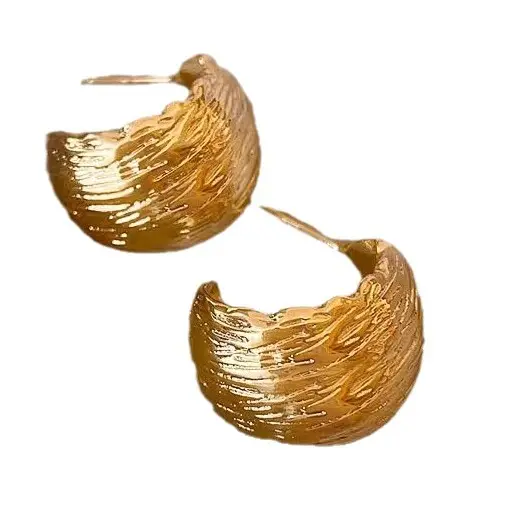 Gold 2-Circle Hanger Earrings for Women