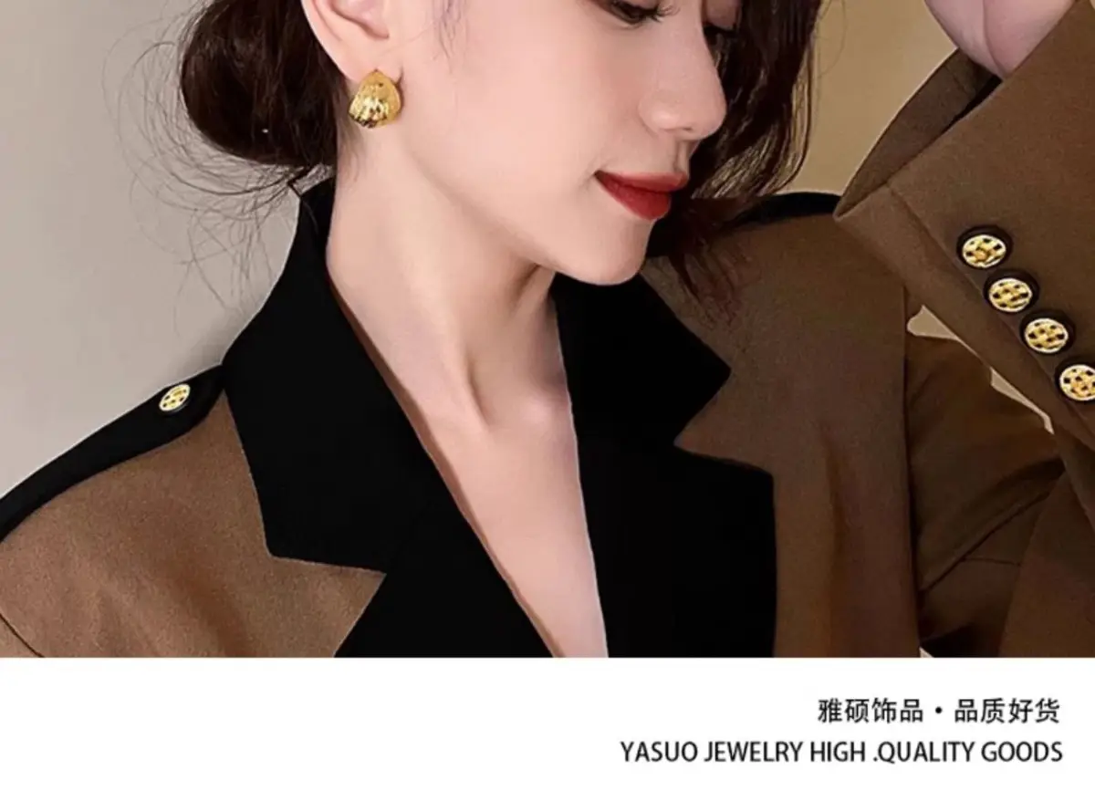 Gold 2-Circle Hanger Earrings for Women — feature 11