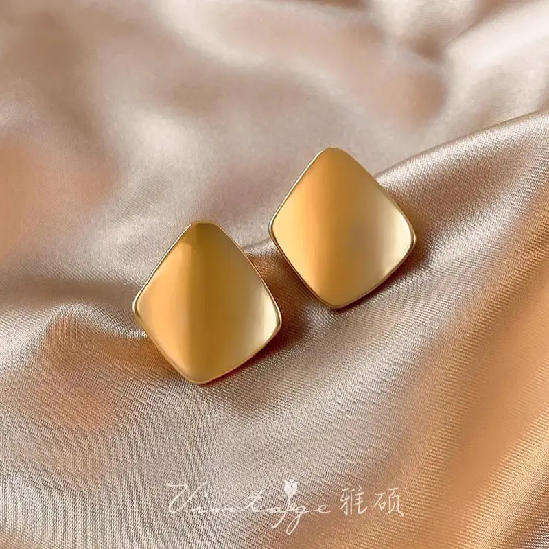 Gold 2-Circle Hanger Earrings for Women