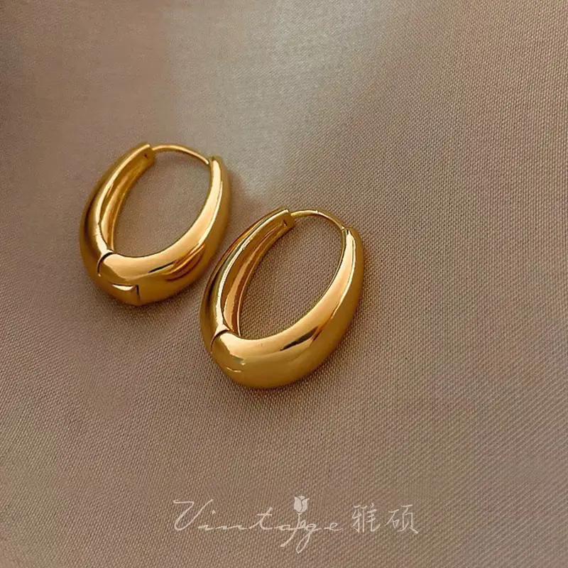 Gold 2-Circle Hanger Earrings for Women