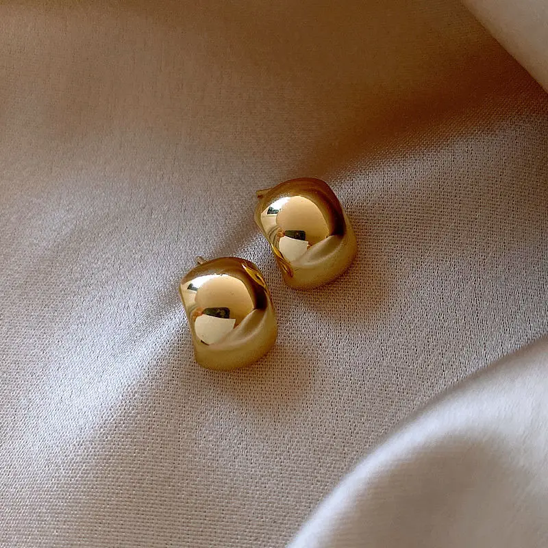 Gold 2-Circle Hanger Earrings for Women