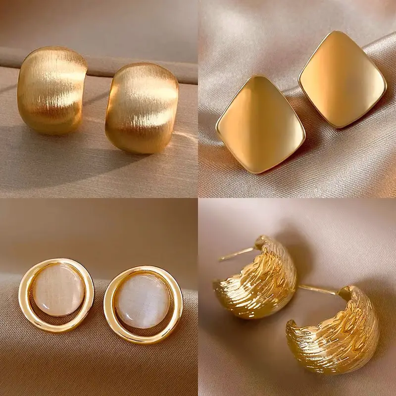 Gold 2-Circle Hanger Earrings for Women