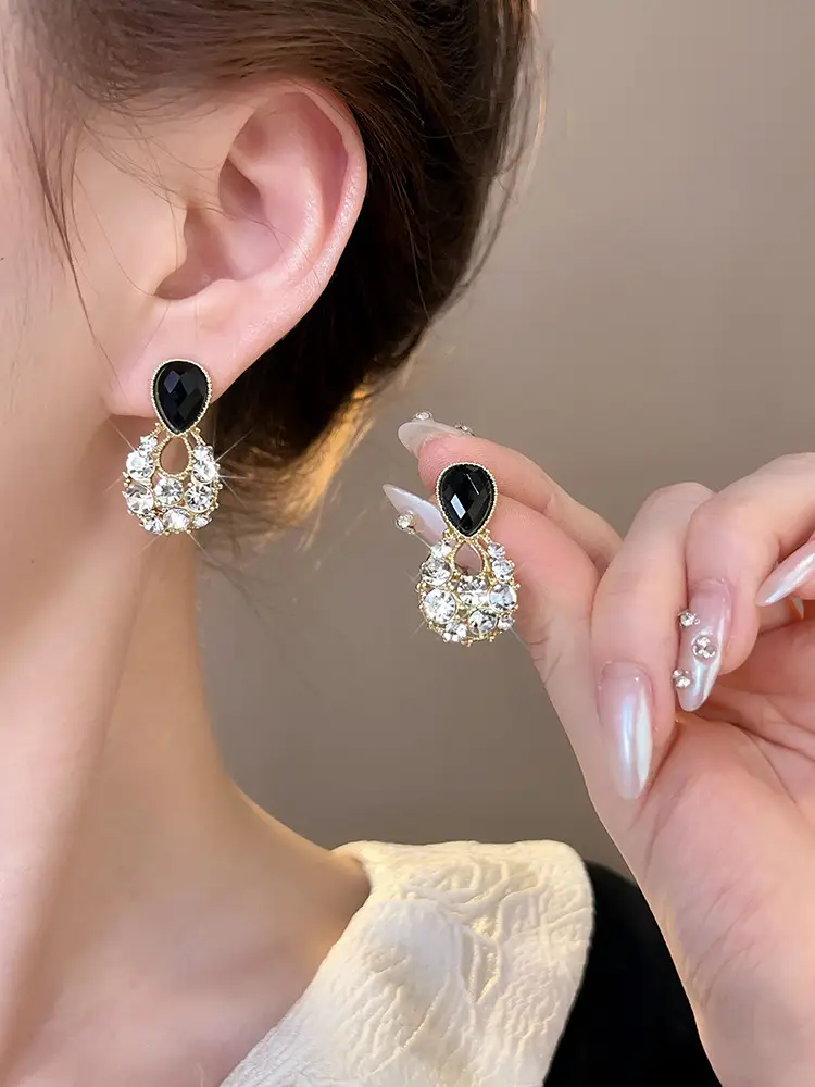 Gold 2-Circle Hanger Earrings for Women