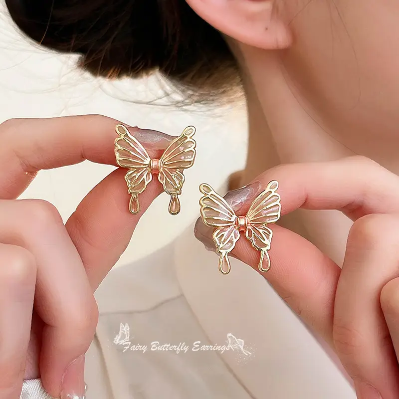 Gold 2-Circle Hanger Earrings for Women
