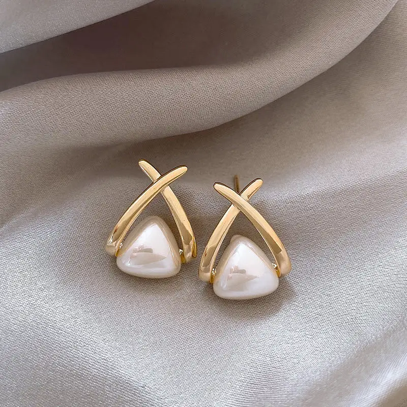 Gold 2-Circle Hanger Earrings for Women
