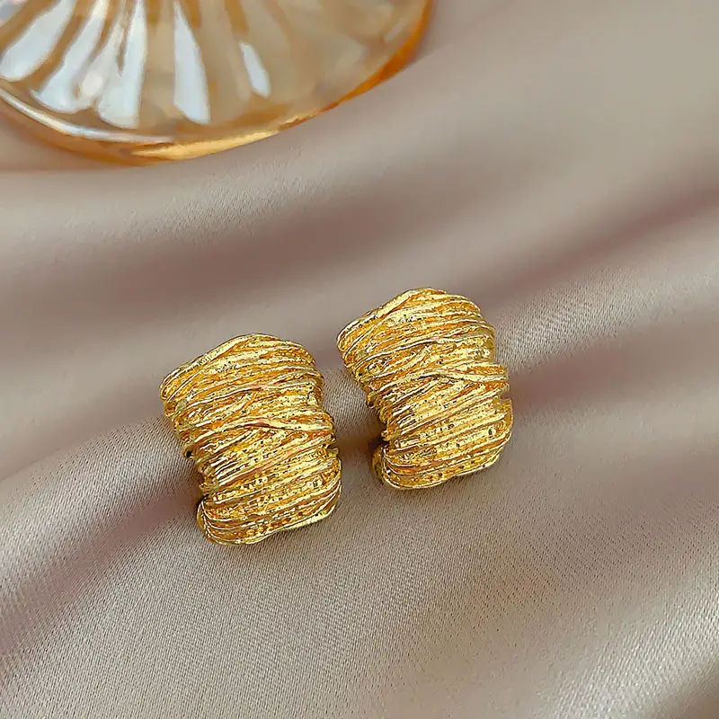 Gold 2-Circle Hanger Earrings for Women
