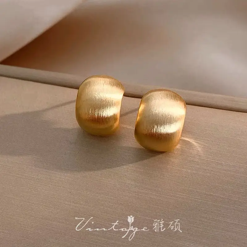 Gold 2-Circle Hanger Earrings for Women