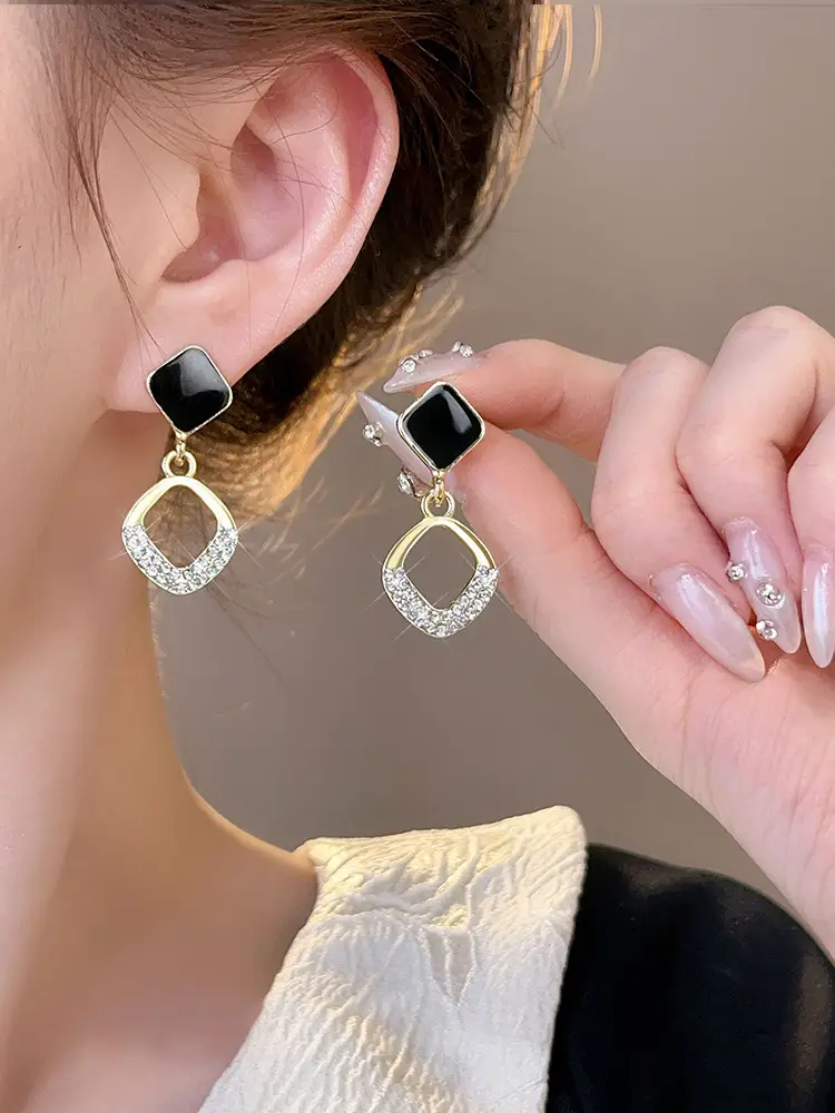 Gold 2-Circle Hanger Earrings for Women