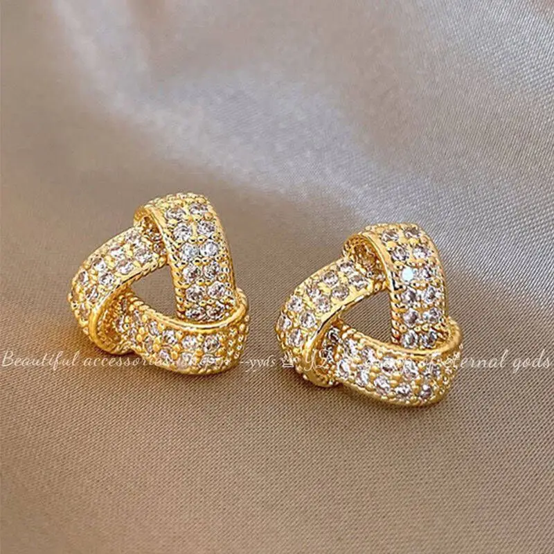Gold 2-Circle Hanger Earrings for Women