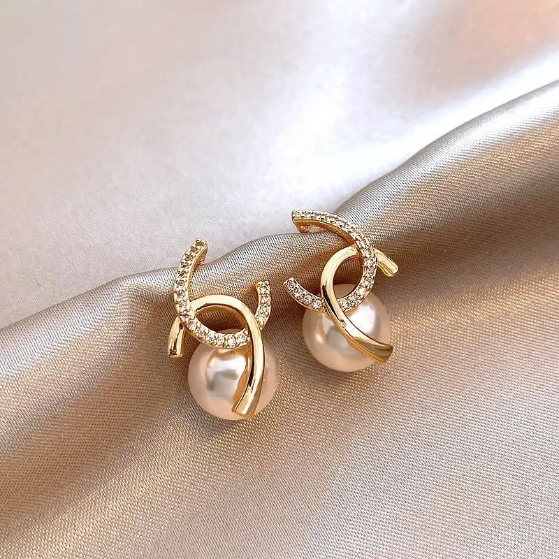 Gold 2-Circle Hanger Earrings for Women