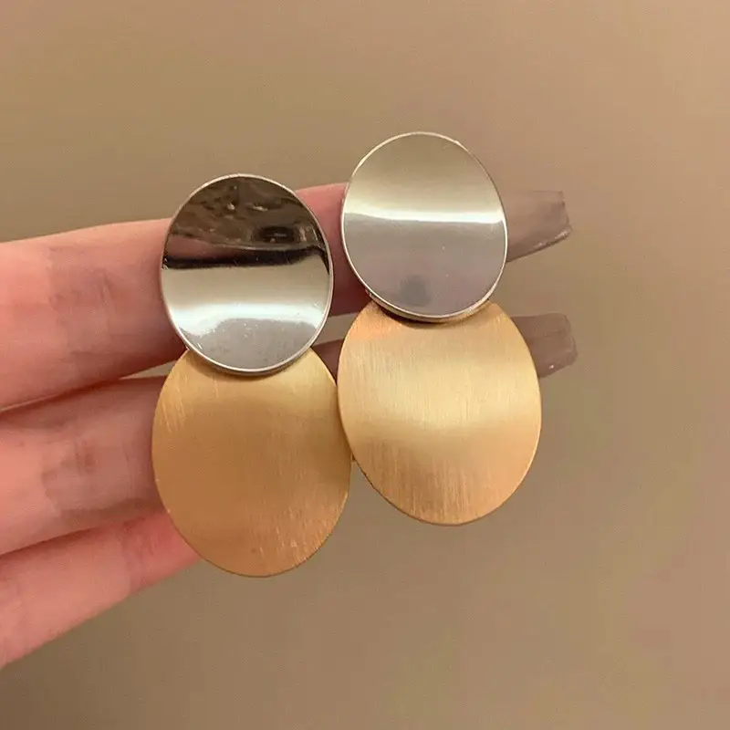 Gold 2-Circle Hanger Earrings for Women