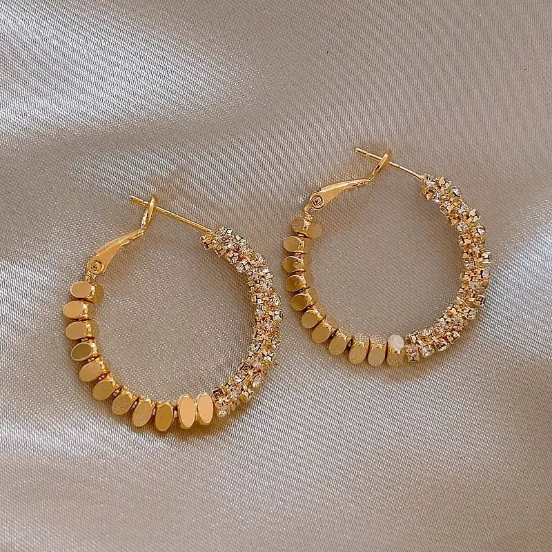 Gold 2-Circle Hanger Earrings for Women