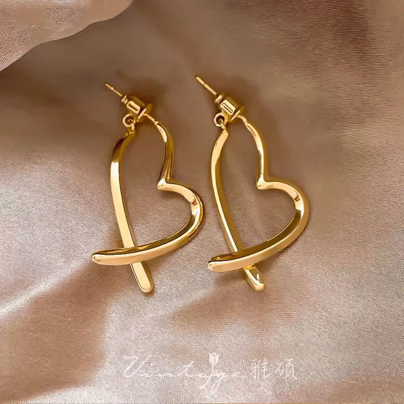 Gold 2-Circle Hanger Earrings for Women