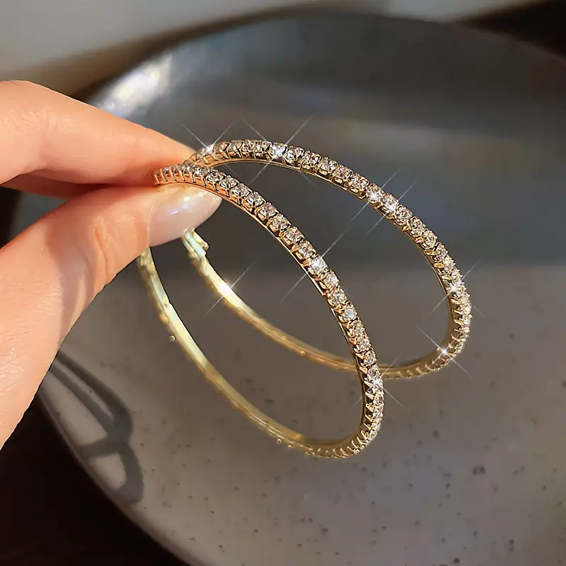 Gold 2-Circle Hanger Earrings for Women