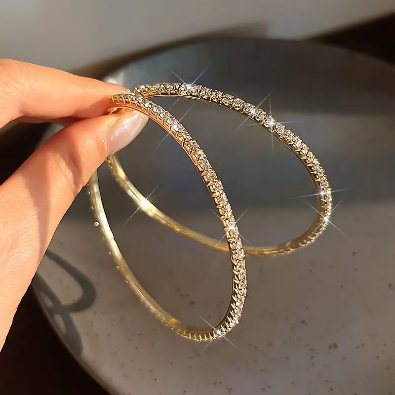 Gold 2-Circle Hanger Earrings for Women