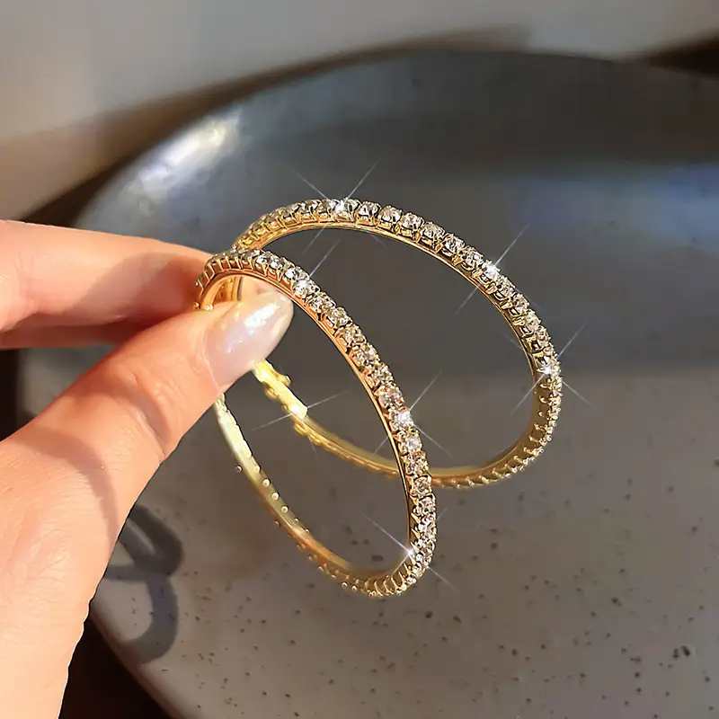 Gold 2-Circle Hanger Earrings for Women