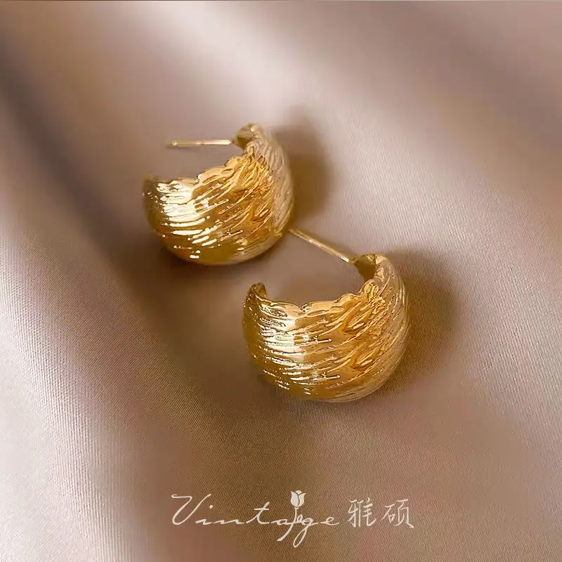 Gold 2-Circle Hanger Earrings for Women