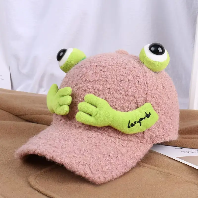 Furry Frog Cap for Girls Women Winter Warm - Image 3
