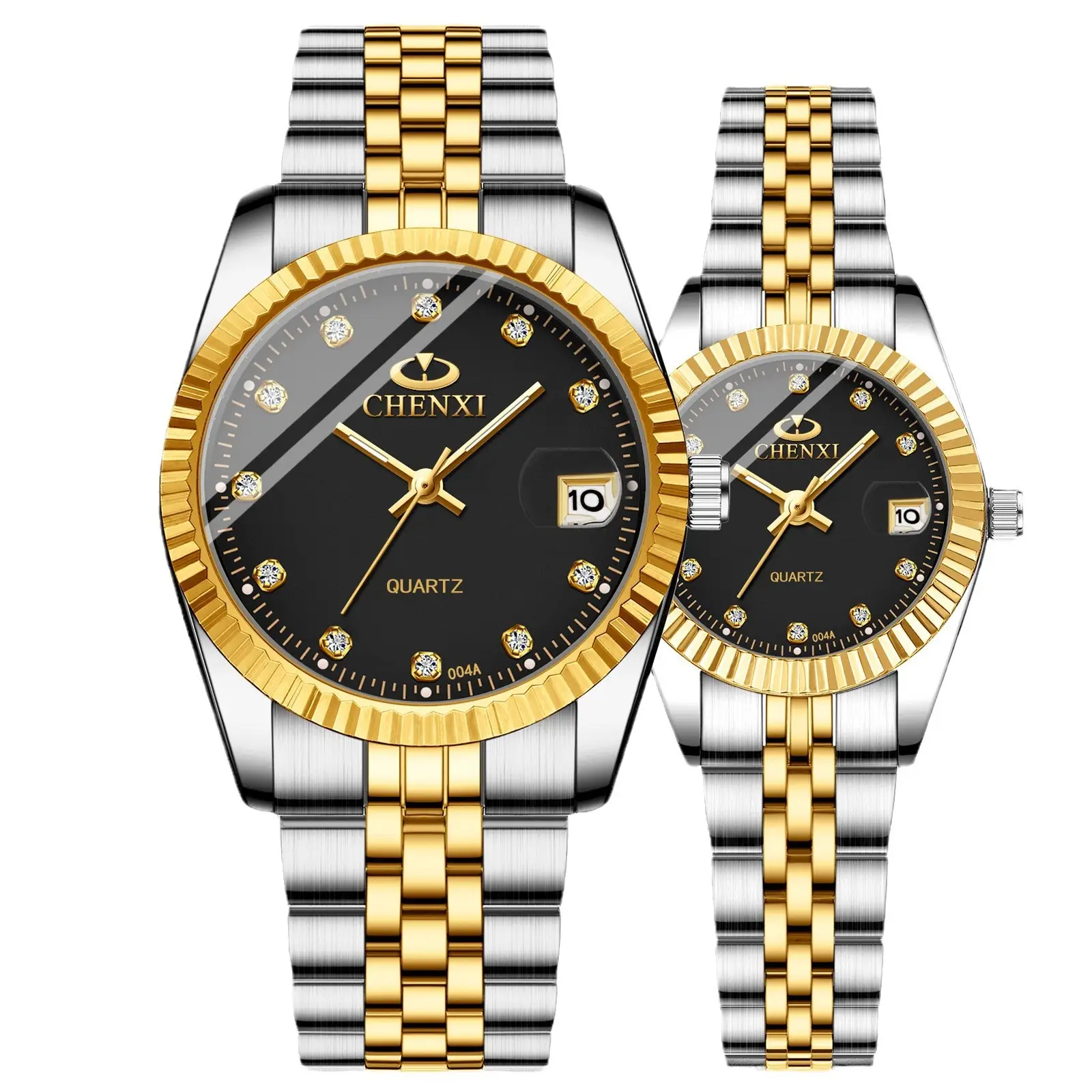 Chenxi Couple Watches Gold Silver Diamond Band 1000 Hours - Image 11