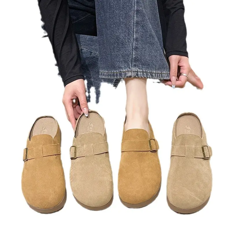 Women's Vintage Brown Full Slippers 2024 Autumn - Image 7