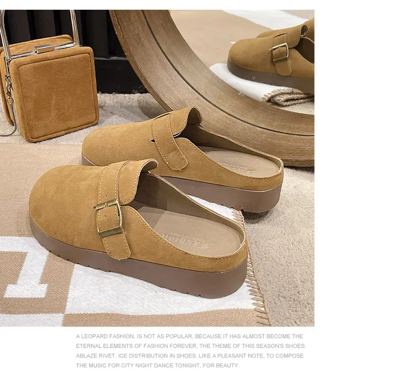 Women's Vintage Brown Full Slippers 2024 Autumn — feature 14