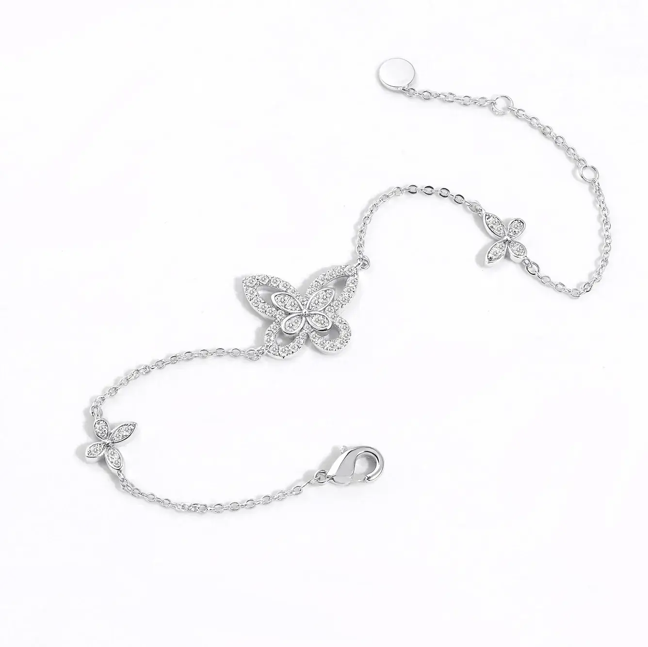 Gejia Butterfly Zircon Bracelet for Women Plated 18K White Gold - Image 4