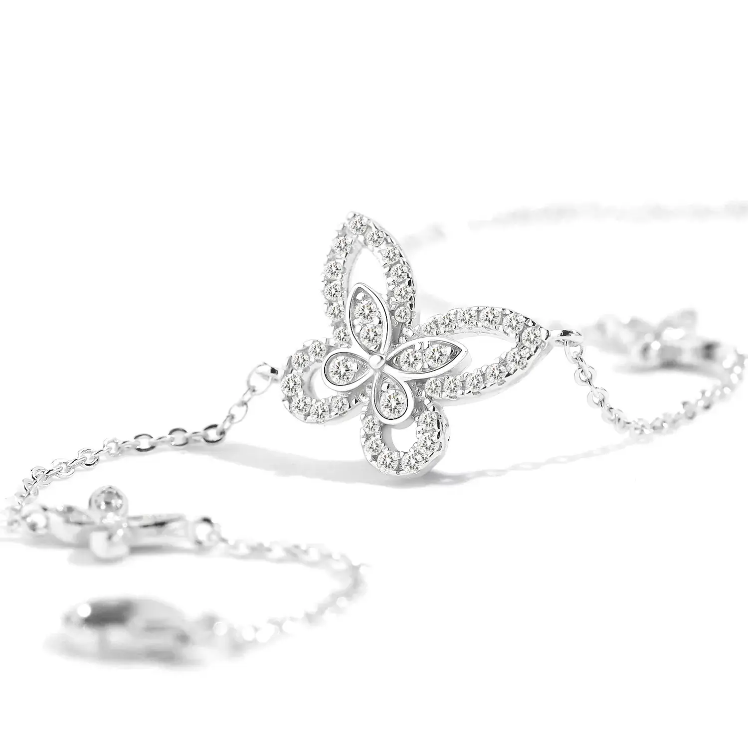Gejia Butterfly Zircon Bracelet for Women Plated 18K White Gold - Image 5