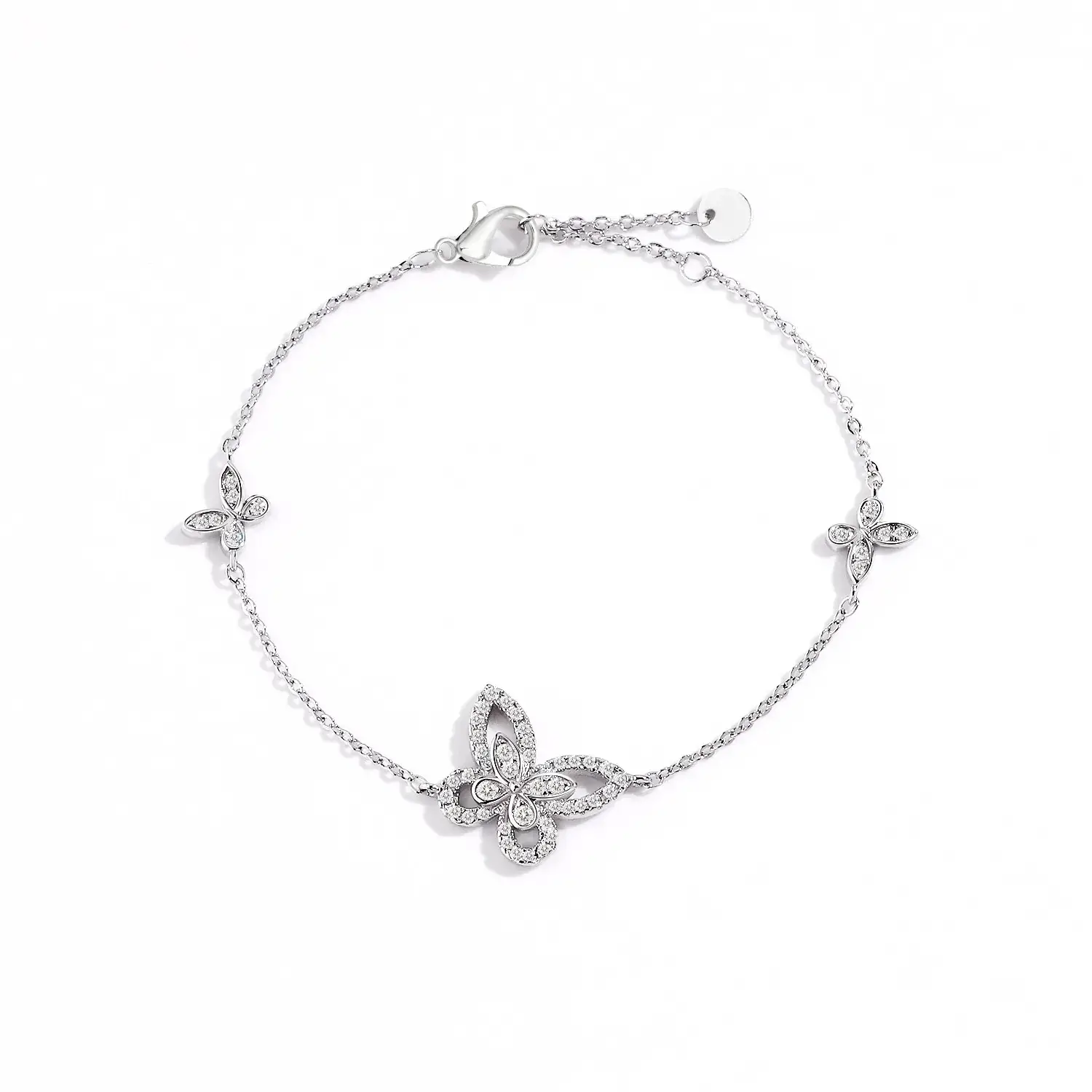 Gejia Butterfly Zircon Bracelet for Women Plated 18K White Gold - Image 6